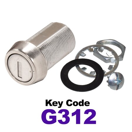 Global RV SS Compartment Lock, Cam/Blade Style, 1-1/8in Threaded Barrel, Blades not Included, Keyed to G312 CLB-312-118-SS